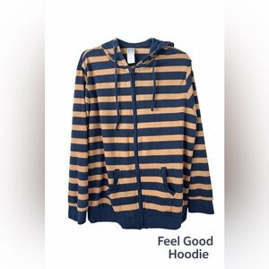 Striped Blue and Tan zip front Sweatshirt